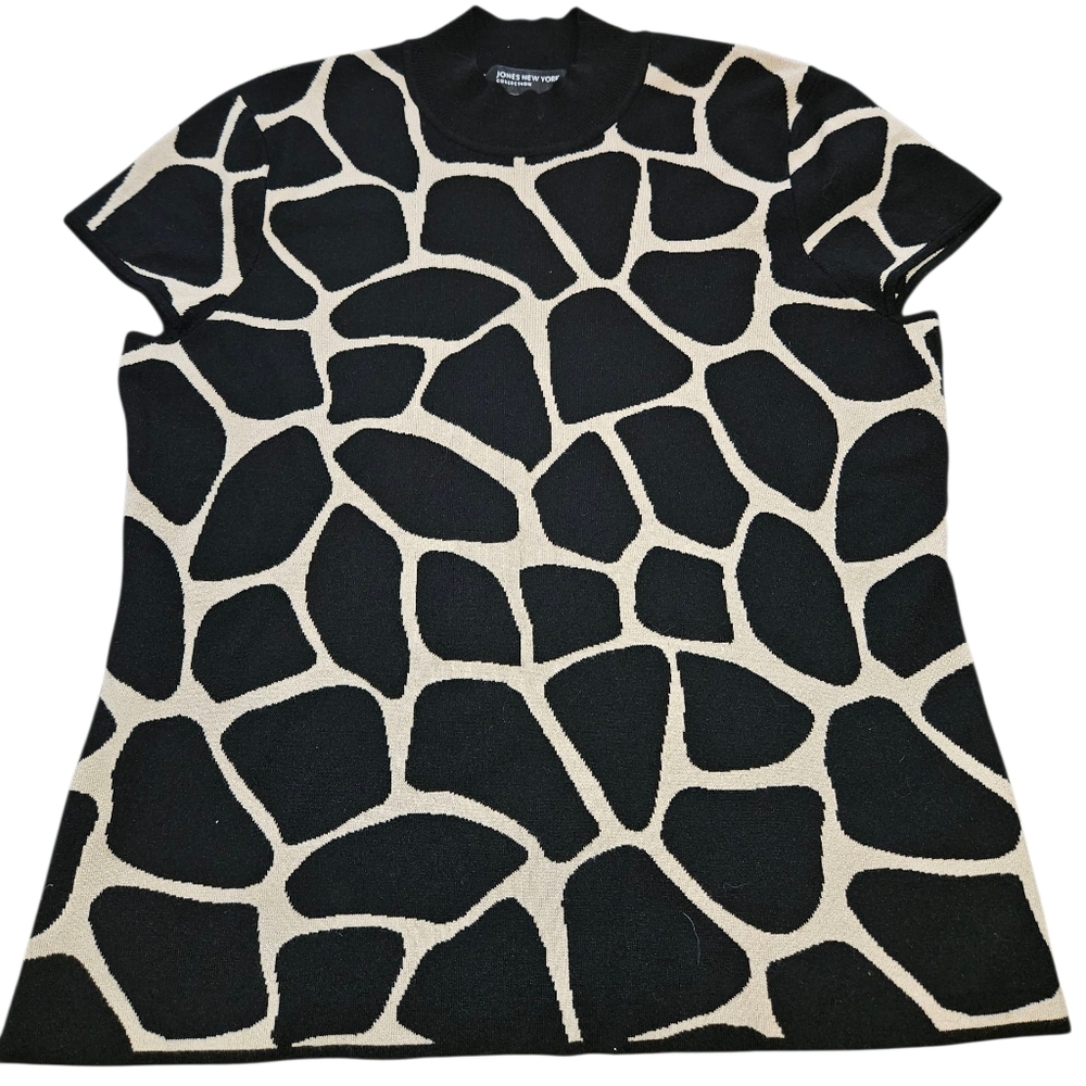 Jones New York Collection Giraffe Print Top Women's Size XL 66% Rayon, 34% Nylon